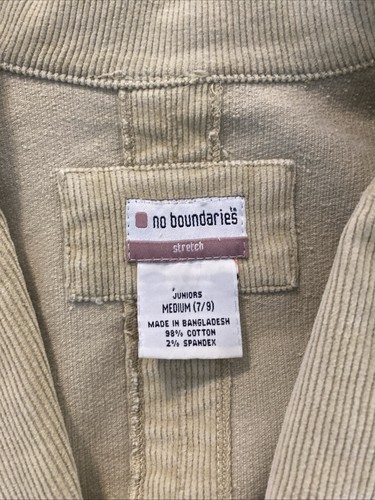VTG No Boundaries Corduroy Jacket Womens M Button Y2K 90s Flap Pocket Khaki - Picture 2 of 12