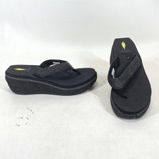 Volatile Womens Black Platform Wedge Flip Flop Sandals Size 11 Textured Y2K