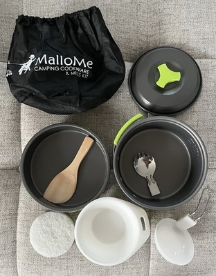 MalloMe Camping Cookware Mess Kit Backpacking Camping Gear Missing Spork Handle 