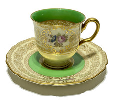 Rosenthal Ivory Bavaria Ovington 5893 Demitasse Cup Saucer Emerald Green Gold