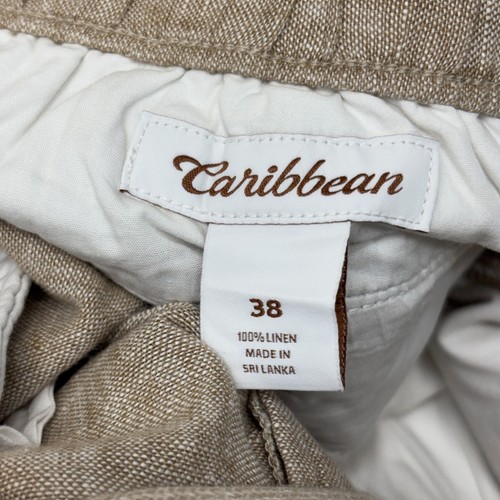 NWT Caribbean Men 100% Linen Chino Shorts Size 38 Isle Sand Linen C039 -12 - Picture 12 of 19