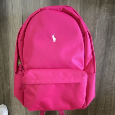 Polo Ralph Lauren Pink Medium Kids Backpack Polyester Zip Polo Pony Logo