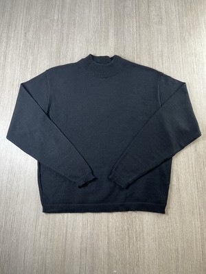 Pendleton Mock Neck Sweater Schurwolle Pullover L Schwarz Vintage Made in USA