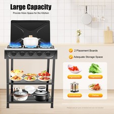 Outdoor Cooking Natural Gas Stove 5-Burners W/ Storage Rack For Camping/Kitchen