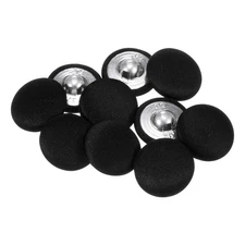10pcs 20mm Fabric Cloth Covered with Metal Shank Round Buttons Black