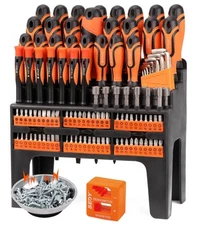 124-Piece Magnetic Screwdriver Set with Plastic Racking, Precision Screwdrive...