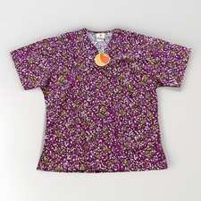 Peaches Women  s Size XS Scrub Top Floral NWT