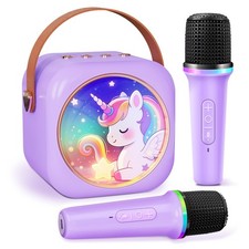 Mini Karaoke Machine with 2 Wireless Microphones,Gift for 3-12 Years Old, 202...