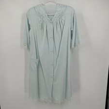 Shadowline Womens Vintage Cottagecore Pastel Lace Trim Robe Size S Housecoat