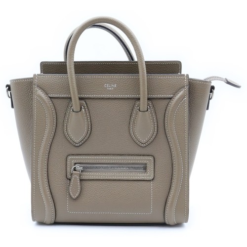CELINE Luggage Nano Brown Leather Used 8ce07b90a838464268111c7fba0451f5
