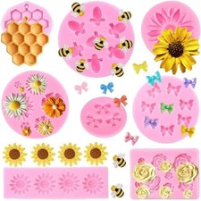 Honeycomb Sunflower Rose Flower Fondant Molds for Cupcake DIY Candy Cookies Cake