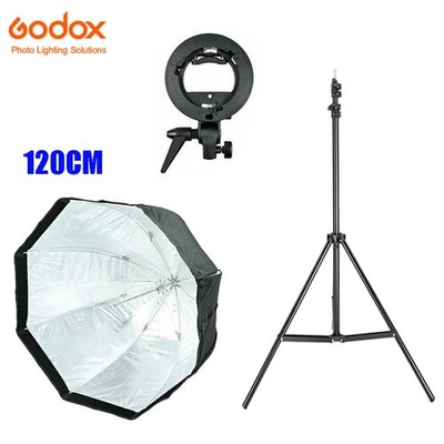 GODOX 120cm 47'' Octagon Umbrella Softbox+S Bowens Bracket Stand For Studio Flash