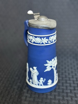 Wedgwood Syrup Pitcher Jug Cobalt Blue with Hinged Lid