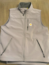 Carhartt Men  s Gray Softshell Full Zip Vest Stand-Up Collar XL