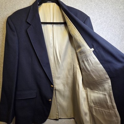 Classic Men's Navy Blue Merit Sport Coat Blazer Jacket Mens  SZ 42L Frat Preppy 