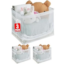 Large Storage Baskets for Shelves, Collapsible Storage Bins with 3 Pack Clear