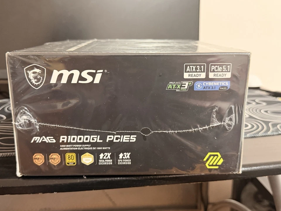 Fuente de alimentación modular MSI MPG A1000GS 1000W 80+ PCIE5 dorada, nueva sellada Foto 3 de 4