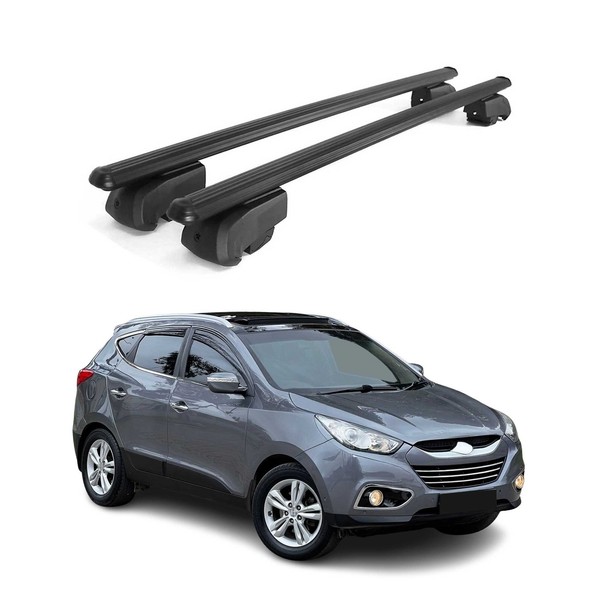 DachträGer GepäCkträGer FüR Hyundai IX35 2010-2015 ABE Aluminium Schwarz 2X-image