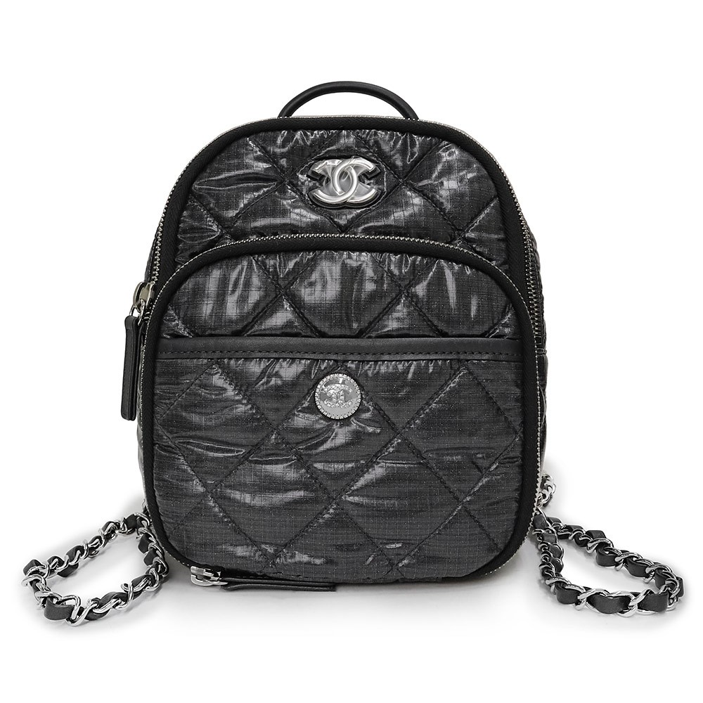 Chanel Neige Matelasse Coco Chain Mini Backpack Daypack Nylon Black As4366 r9-On