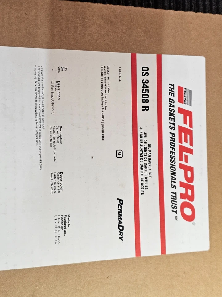 Junta da bandeja de óleo Fel-Pro OS34508R para Ford 5.0L V8 302 1986–2001 - Imagem 3 de 4