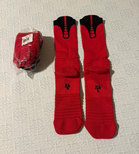 New Nike Men's Athletic Mid-Calf Crew Socks XL Solid Red/Black Logo