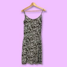 Ann Taylor LOFT SIZE 6 Sheath Midi Dress brown white floral spaghetti strap
