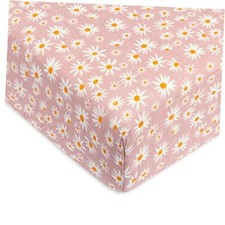 100 Organic Cotton Crib Sheet, GOTS-Certified, Fitted 360 , Ultra-Soft Daisy