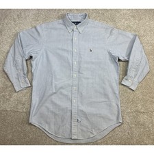 Ralph Lauren Men's Blue White Stripe Oxford Button Down Shirt Classic Fit 16-32
