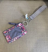 Vera Bradley Zip ID Case In Magenta Medallion With Wristlet Keychain
