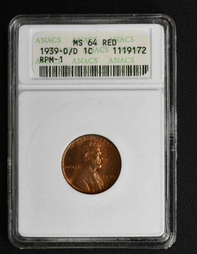 1939-D/D  Wheat Cent RPM ANACS MS 64 RD