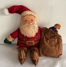 Santa Claus Plush Christmas Doll Pillow Shelf Sitter 13  w/Present Sack Stuffed