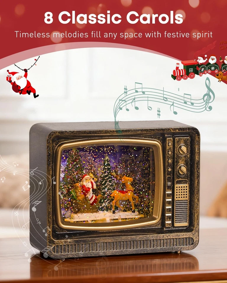 Pawfly TV Globo de Nieve Linterna, Iluminado Musical Navidad Globo de Nieve con 8 Villancicos Foto 4 de 4