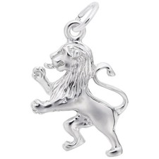 Ramped Lion Charm - Metal - Sterling Silver