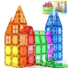 Coodoo 60 PCS Magnetic Building Tiles Rainbow Theme, Multicolor
