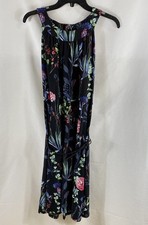 Tommy Hilfiger Women's Black Floral Sleeveless Belted Midi Dress NWT Size 12