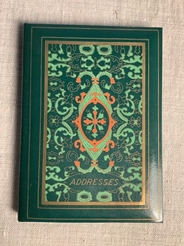 Vintage Address Book Green Orange Gold Scroll Telephone Numbers Made In Japan