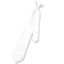 Vesuvio Napoli Boys CLIP-ON NeckTie Solid WHITE Color Youth Neck Tie