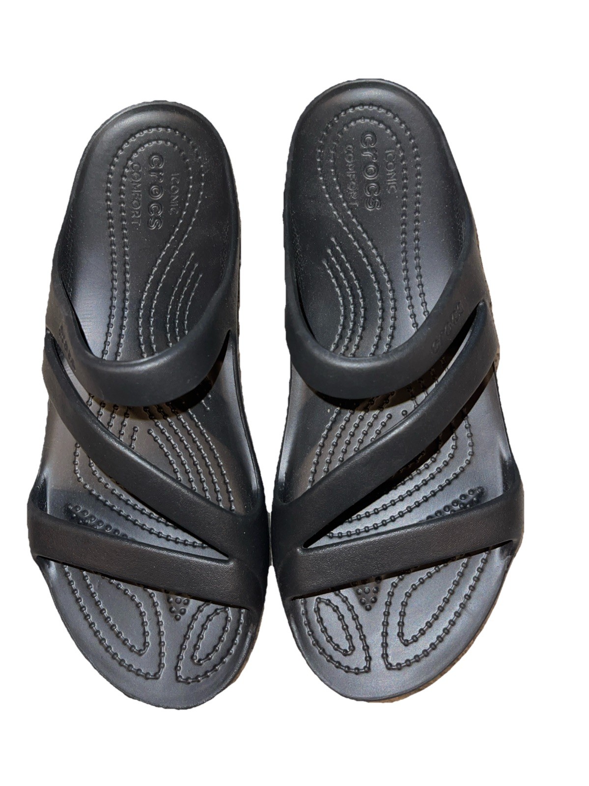 Crocs Swiftwater Sandals Black Strappy Slip On Slides Comfort Sz 8 NWOB