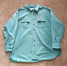 L.L. Bean Button Down Shirt Mens Size 20 Tall Green Long Sleeve 
