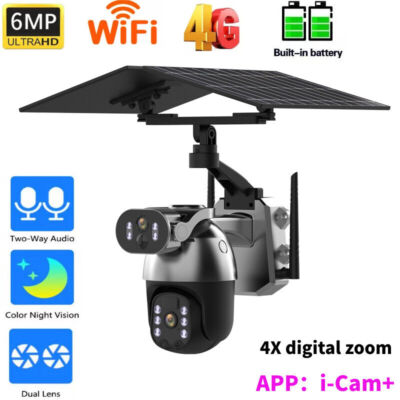 Solarbetriebene 6MP Wireless 4G/WiFi Home Outdoor PTZ Sicherheit IP CCTV Kamera 