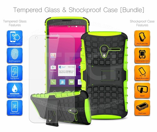Shockproof Kickstand Case for Vodafone First 6 & Tempered Glass Screen Protector - Picture 7 of 73