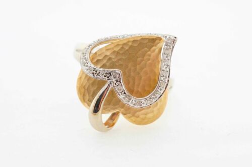 Estate Sale Diamond Cocktail Ring 14k Multi-Tone Gold Size 11.50 Hearts Vintage - Picture 3 of 5