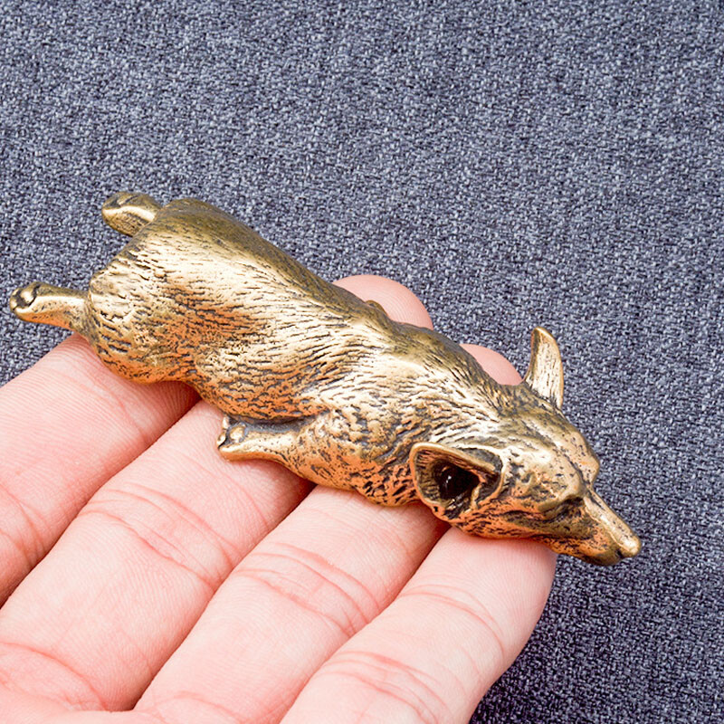 Solid Brass Corgi Dog Figurine Dog Statue Home Ornaments Animal Figurines Gift