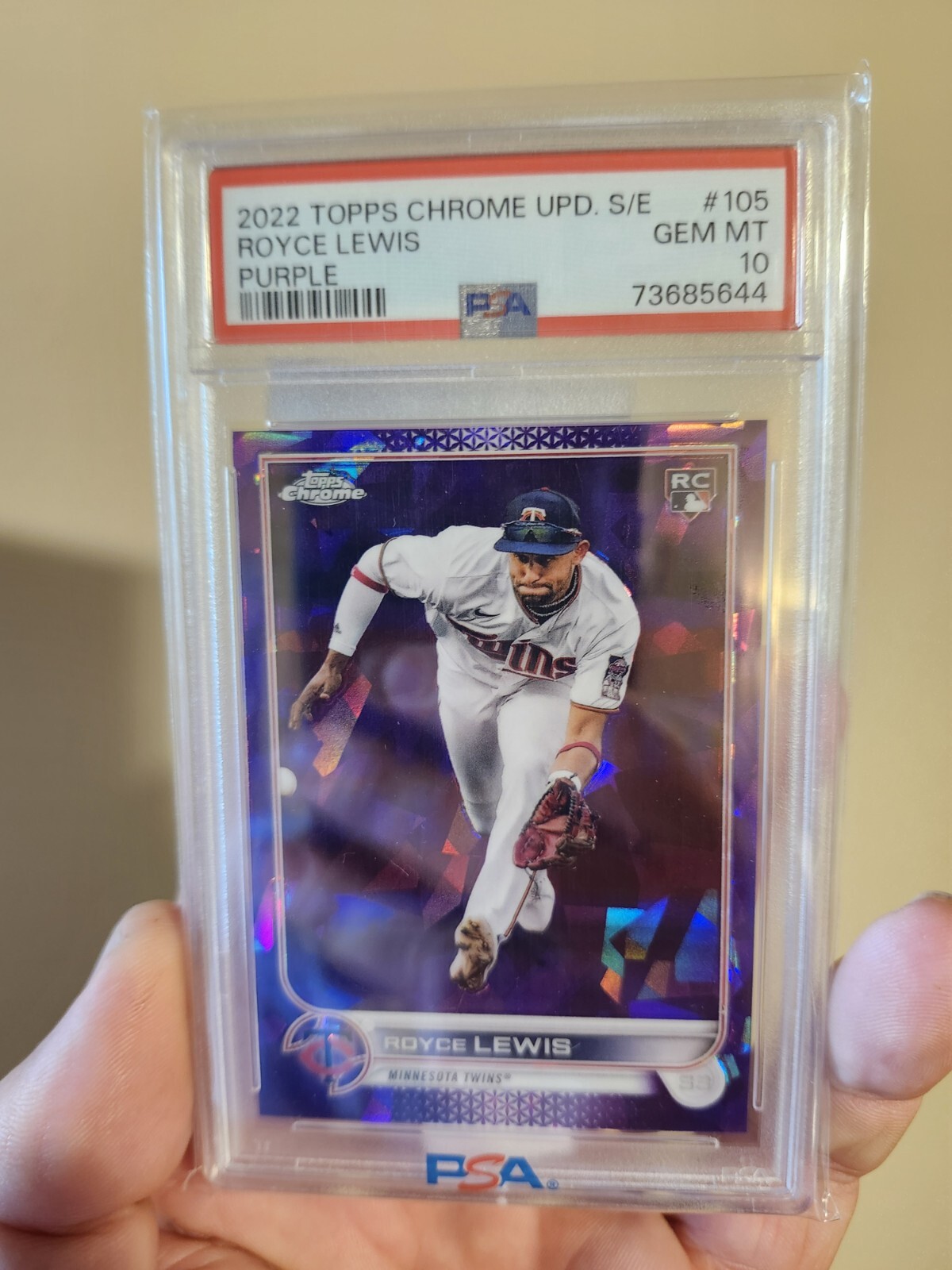 Royce Lewis #105 2022 Topps Chrome Update Sapphire Purple 10/10 PSA 10