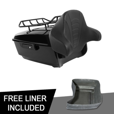 TCMT 10.7 Black/Chrome Latches Chopped Trunk with Wrap Around Backrest Pad Fit For Harley Touring '14-'26 (sku: XF111547-05-1) | TCMT | Reviews on