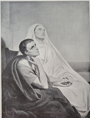 SAINT AUGUSTINE AND HIS MOTHER ST. MONICA Art by Ary Scheffer 1894 Antique Print