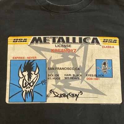 Metallica Drivers License 2003 T-Shirt GIANT Tag Medium Scary Guy