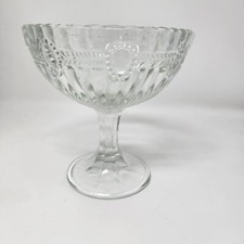 Pedestal Compote Bowls Beaded Medallion Laurel Pressed glass 5.25"