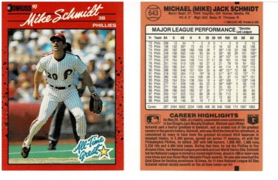 Mike Schmidt #643 ERROR CARD 1990 Donruss ''no dot'' After INC