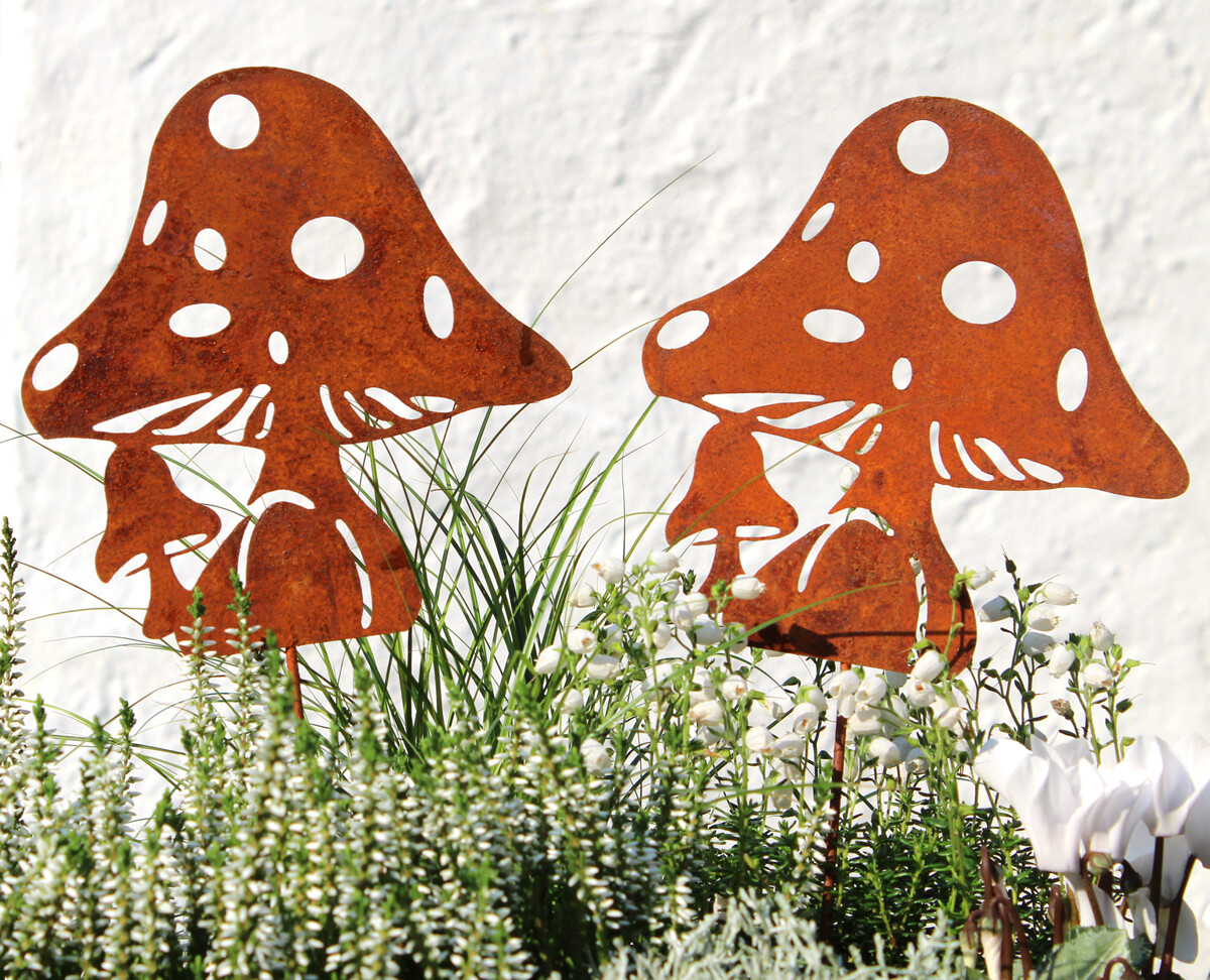 Rostikal Herbstdeko Pilze 15cm - Metall Garten Deko Pilz In Edelrost Optik Handmade